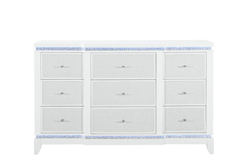 Alina - 5 Piece Full Bedroom Set With LED, Cooler, Speaker And USB - White