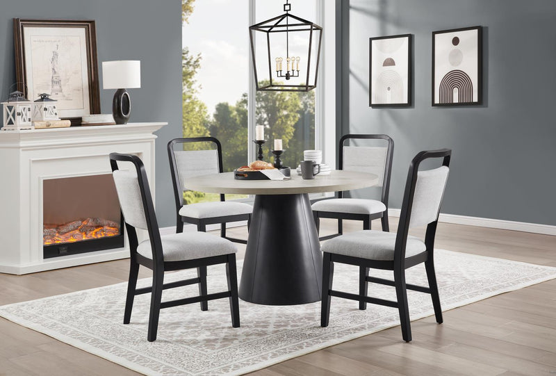 D178 - Melamin Round Dining Table - Black / Ivory