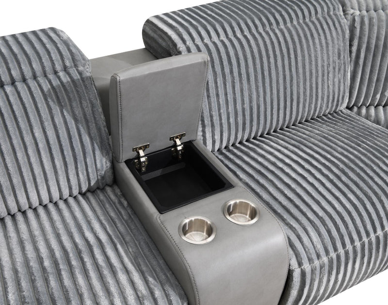 U13 - 6 Piece Gray Power Reclining Sectional With Power Headrest - Dark Gray