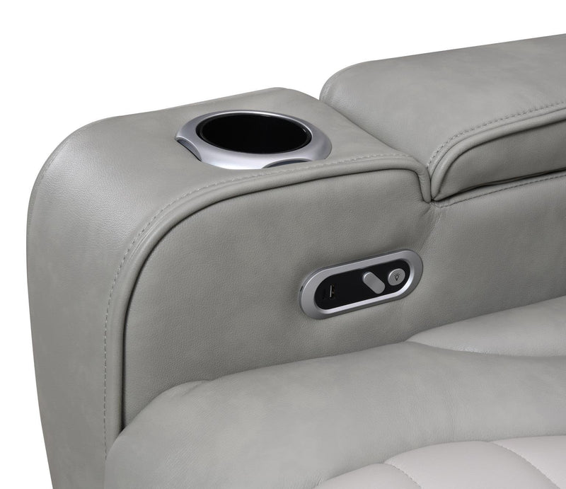 U58 - Power 3 Piece Sectional With Bluetooth Speaker And Wireless Charger - Gray