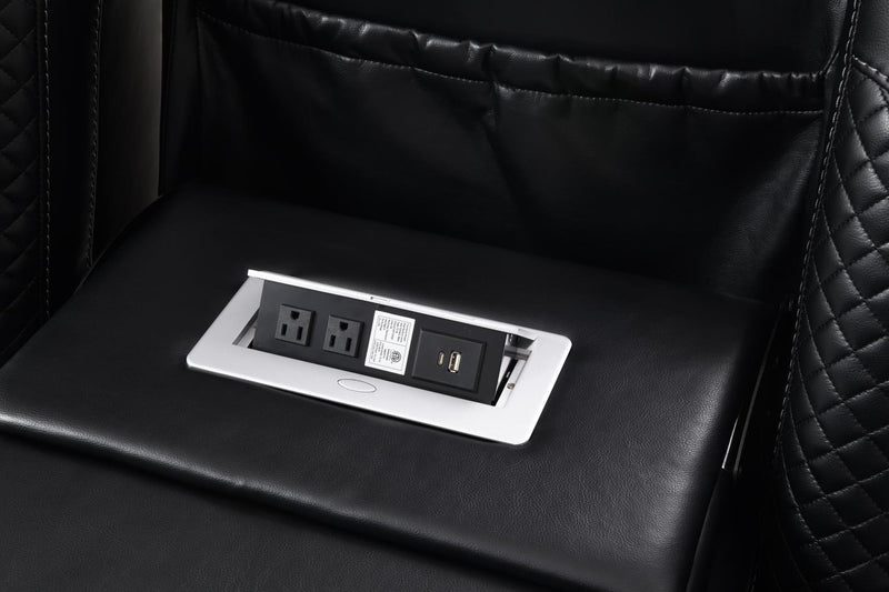 U92 - LED Power Reclining With Power Headrest Chair - Black