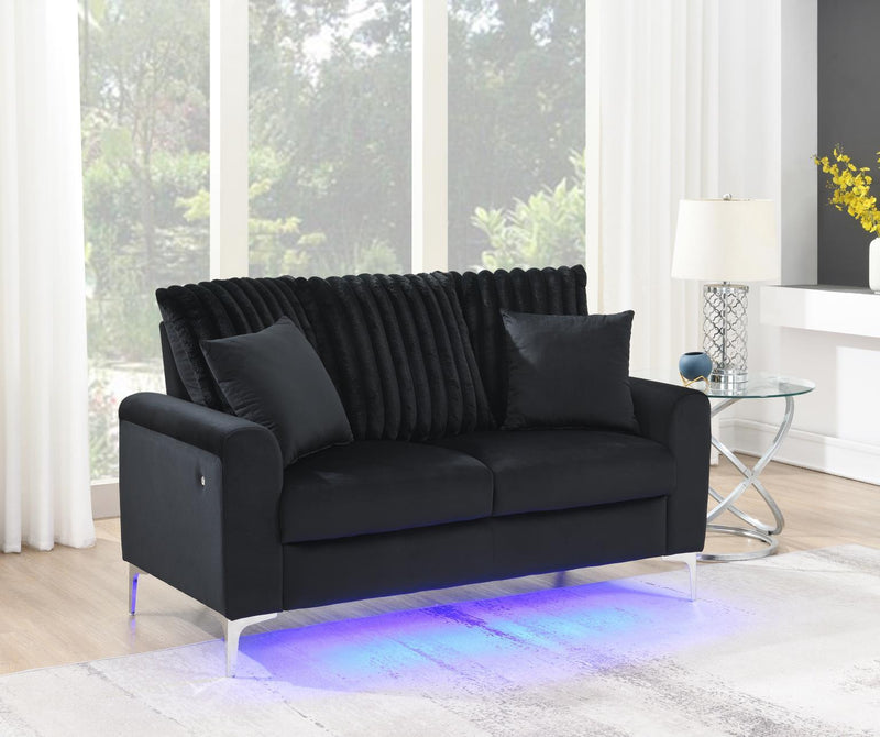U480 - 3 Piece Living Room Set (Sofa, Loveseat, Chair) - Black