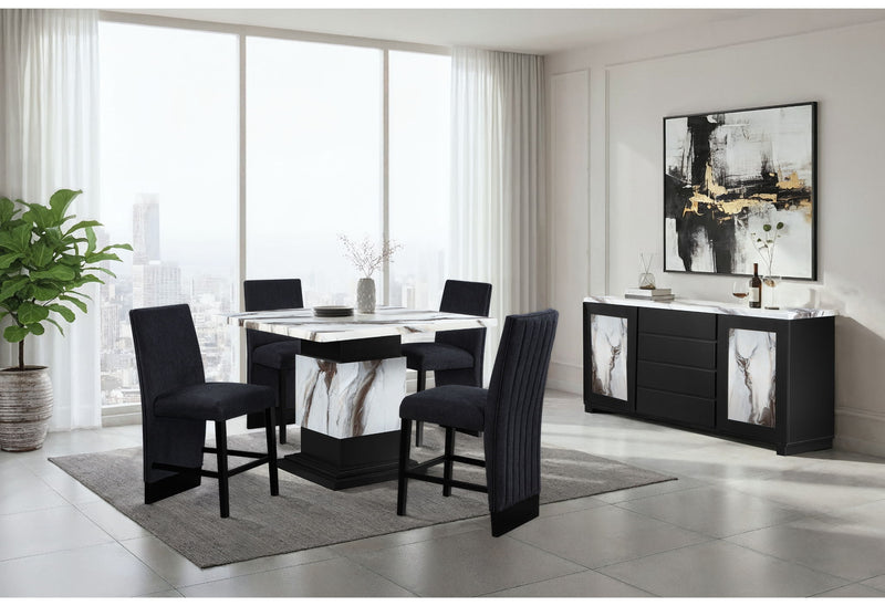 D12BT - 7 Piece Dining Room Set (Bar Table And 6 Bar Stools) - Black / White