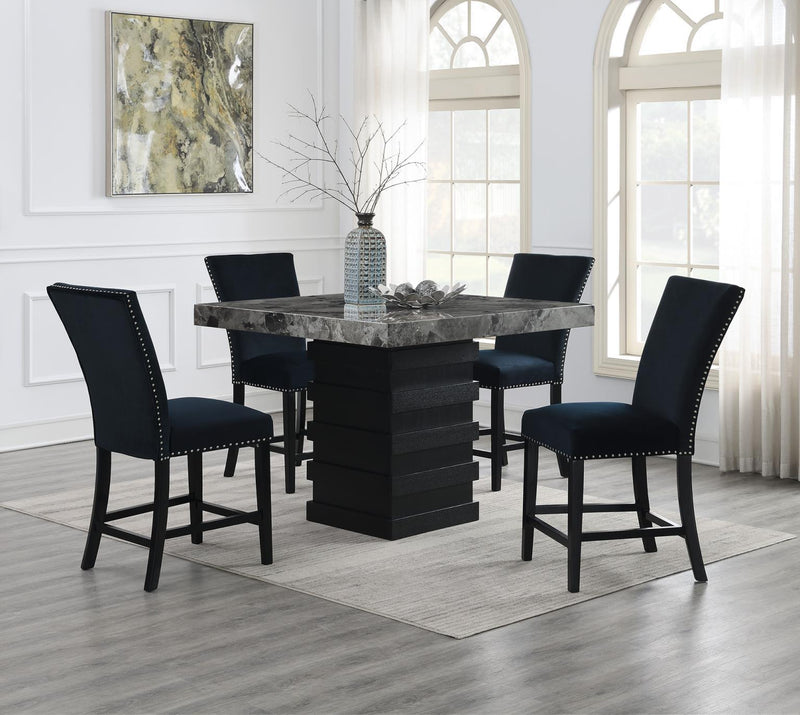 D136 - Faux Marble Counter Table - Gray