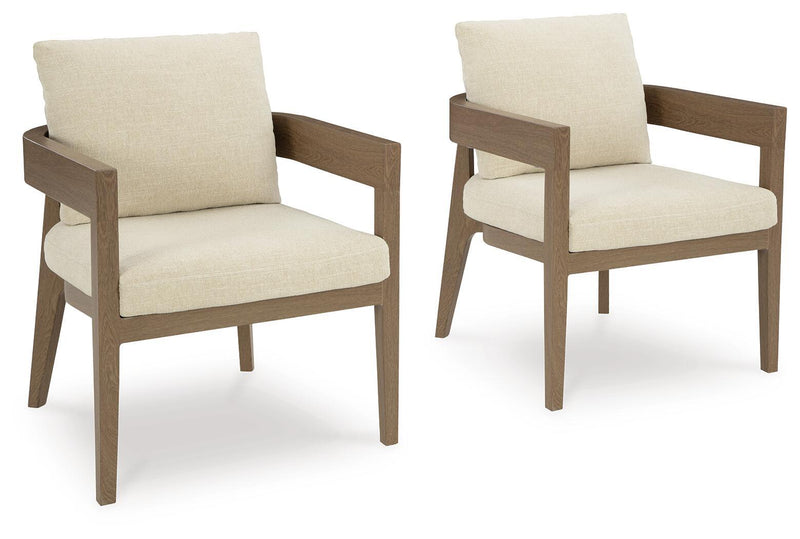 Serene Bay - Arm Chair With Cushion (Set of 2) - Dark Brown / White