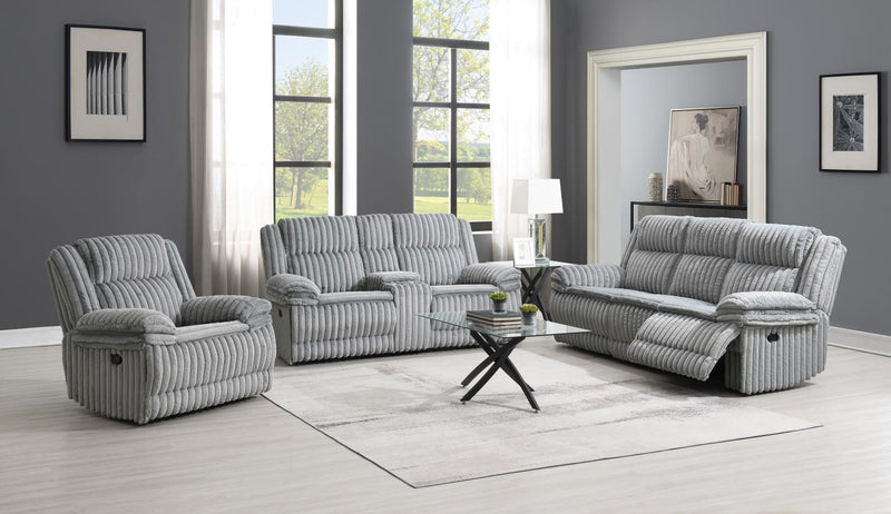 U113 - Corduroy Motion Sofa With Dropdown - Gray