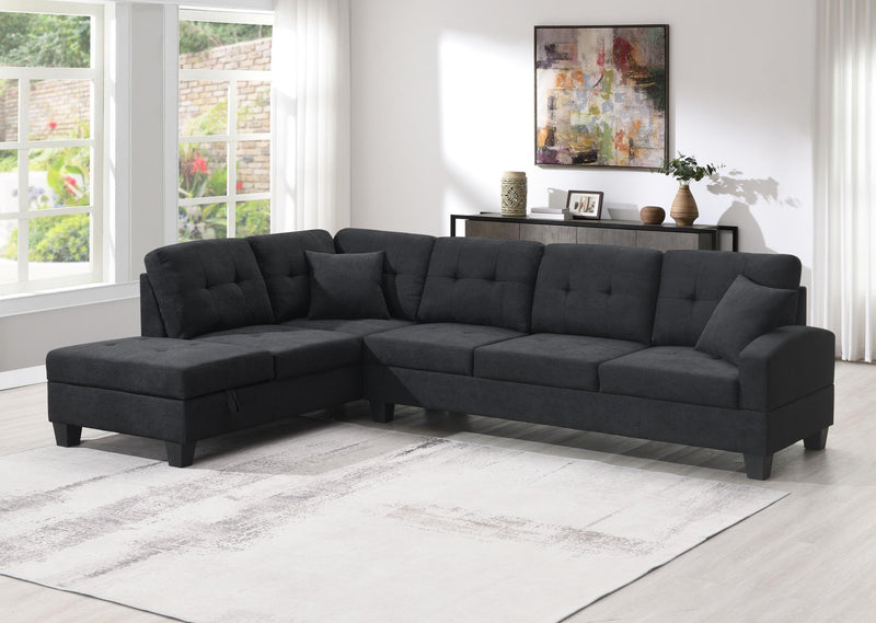U349 - 2 Piece Fabric Sectional - Black