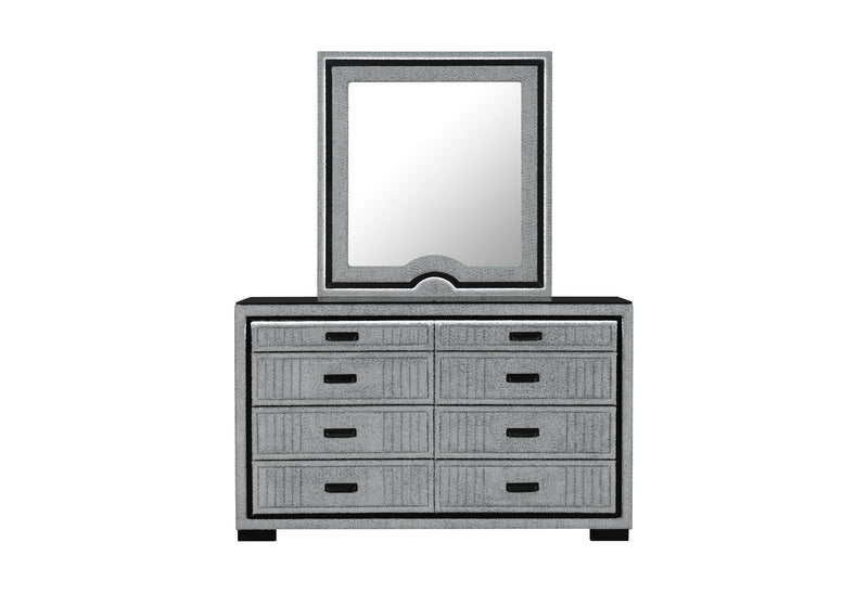 Isabella - 5 Piece King Bedroom Set (King Bed Group With LED, TV Lift, Bluetooth Speaker And Firpeplace Crystal) - Gray