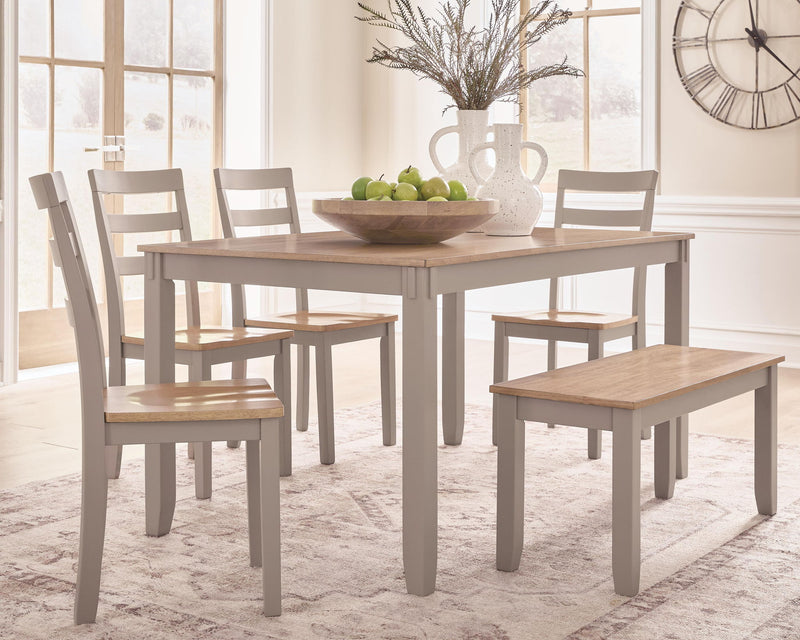 Harperfeld - Dining Room Table Set (Set of 6) - Natural / Gray