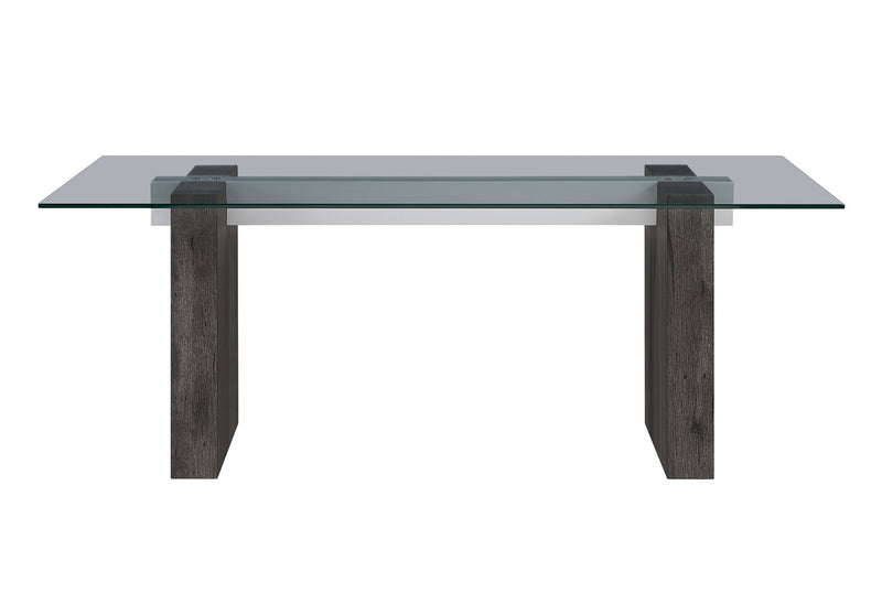 D4238 - 9 Piece Dining Room Set (Dining Table And 8 Dining Chairs) - Clear / Dark Brown / Light Gray