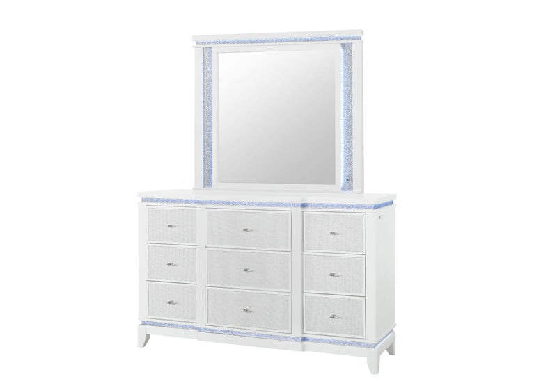Alina - 5 Piece King Bedroom Set With LED, Cooler, Speaker And USB - White
