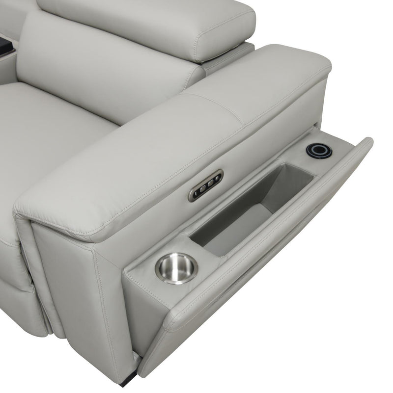 U25 - 3 Piece Power Reclining Sectional With Bluetooth Speaker, Wireless Charger, And Fridge - Gray