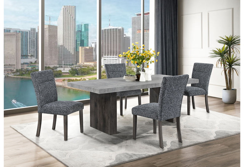 D2410 - 5 Piece Dining Room Set (Dining Table And 4 Dining Chairs) - Gray / Dark Brown