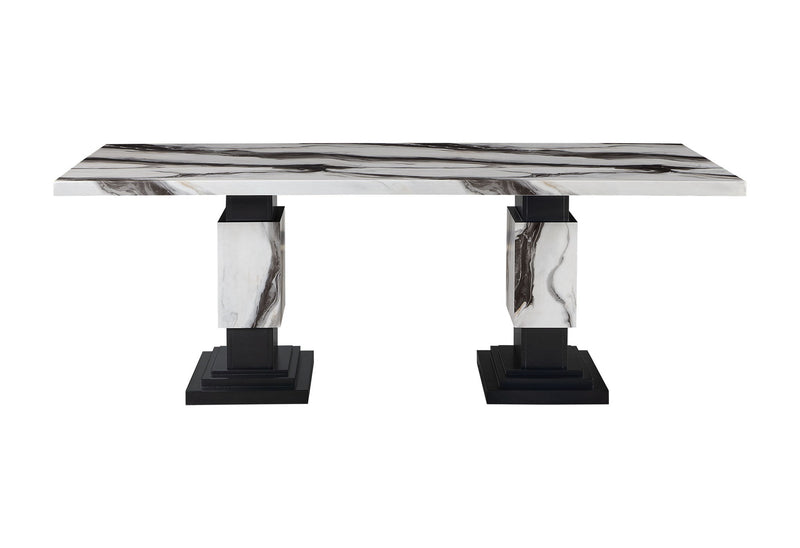 D12 - 9 Piece Dining Room Set (Dining Table And 8 Dining Chair) - Black / White