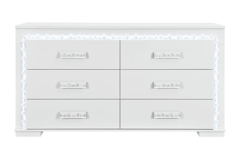 Naomi - 4 Piece Bedroom Set (King Bed, Dresser, Mirror, Nightstand) - Silver Marble