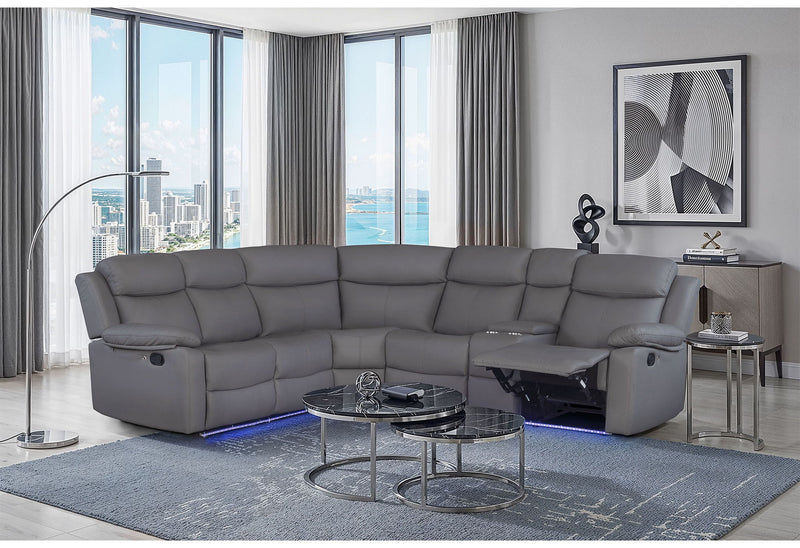 U6026 - Right Side Facing Sectional With LED And Speaker - Gray