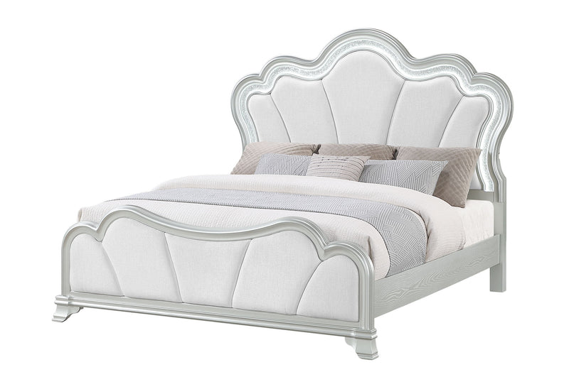 Aria - Queen Bed With LED - Silver