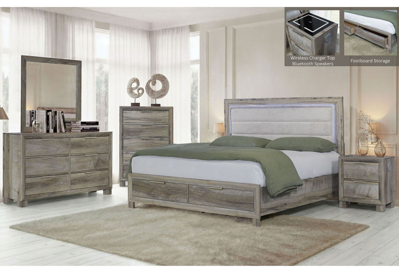 Callie - 5 Piece King Bedroom Set (Bed, Dresser & Mirror, Nightstand, Chest) - Brown