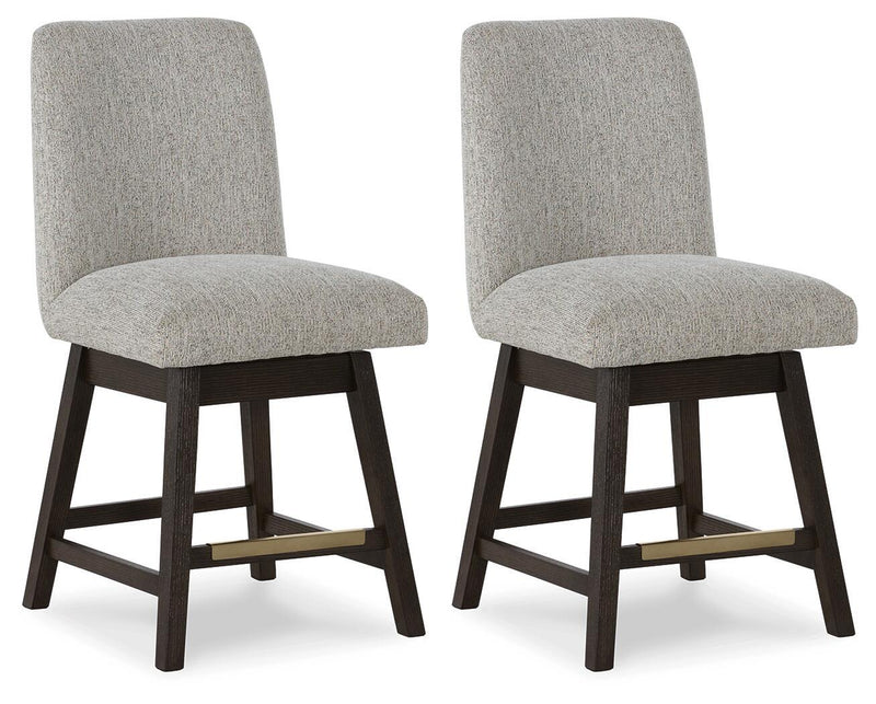 Burkhaus - Upholstered Swivel Barstool (Set of 2) - Beige / Dark Brown