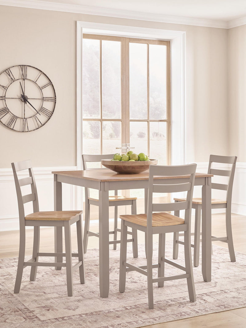 Harperfeld - Dining Room Counter Table Set (Set of 5) - Natural / Gray