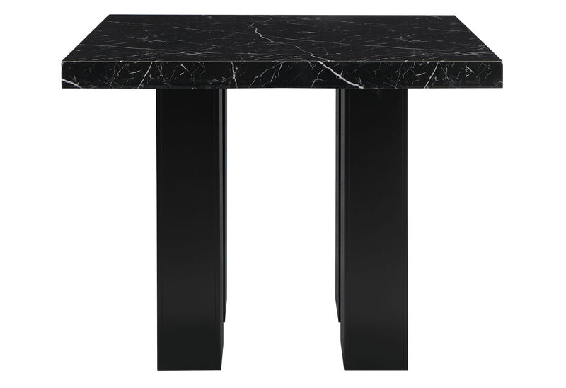 D04 - 7 Piece Dining Room Set (White Bar Table And 6 Bar Stools) - Black / White