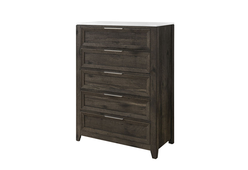 Mariah - 5 Piece Queen Bedroom Set (Bed, Dresser & Mirror, Nightstand, Chest) - Dark Brown