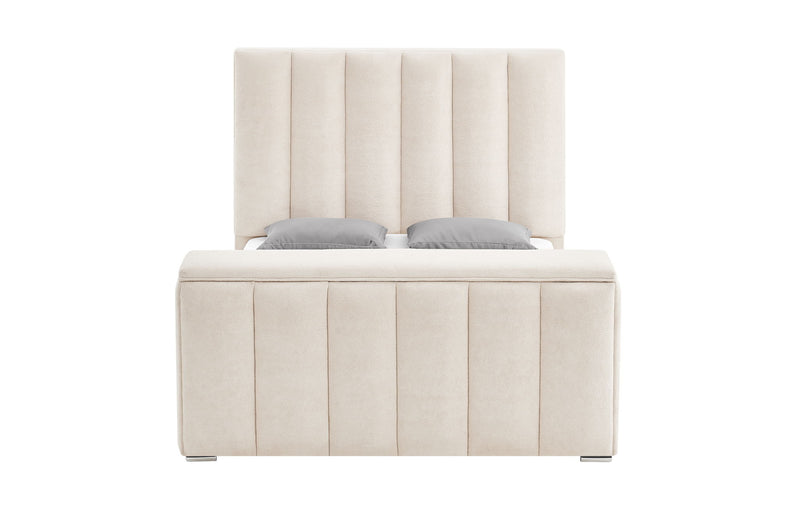 Serenity - Queen Bed With Speaker, TV Lift, Fireplace - Cream