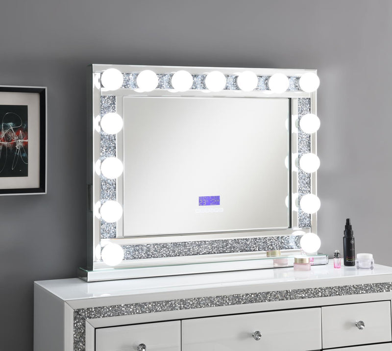G-315 - Glamour Vanity Set (MDF Dresser + Mirror Bluetooth Speaker With Lights) - White
