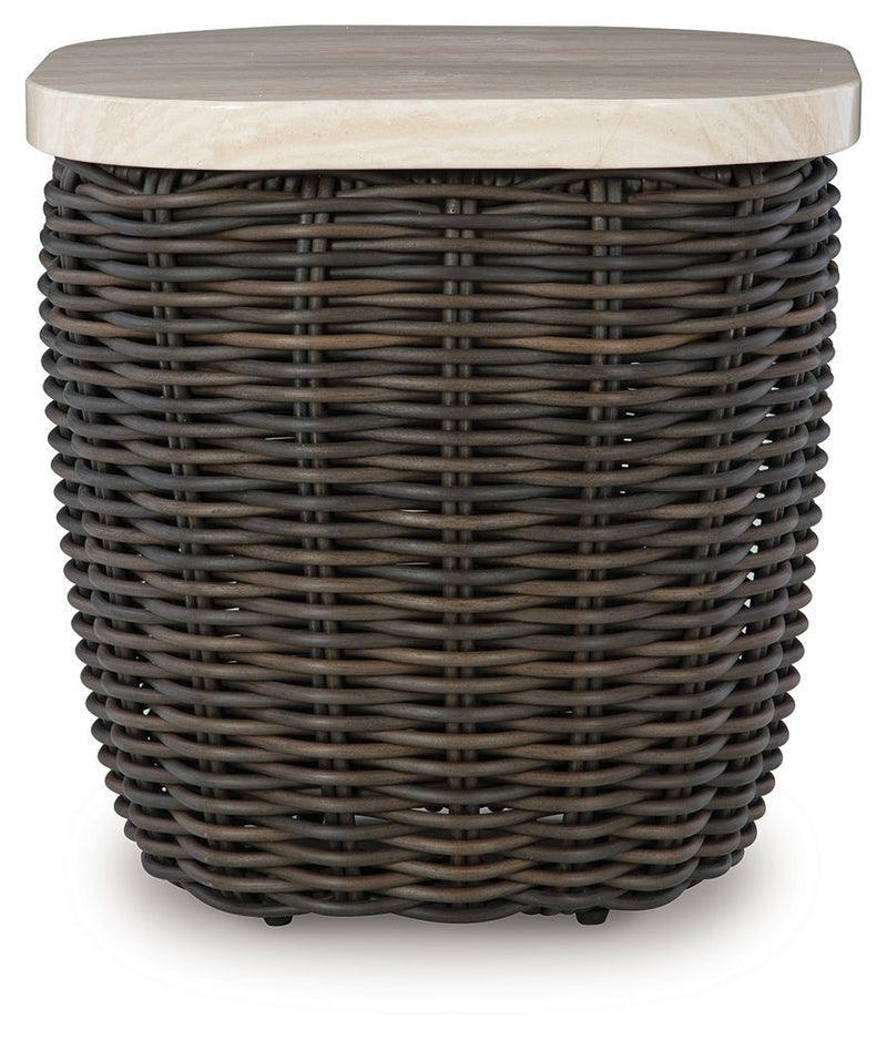 Kimora - Square End Table - Beige / Dark Brown