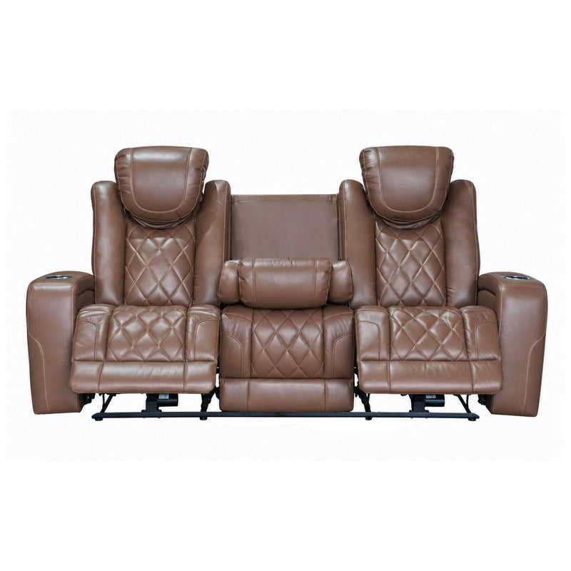 Dorian - Reclining Leather Sofa With Power Headrest And Footrest - Brown
