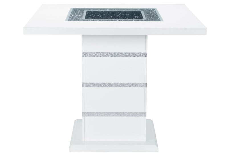 Monaco - 7 Piece Dining Room Set (Square Bar Table And 6 Bar Stools) - White