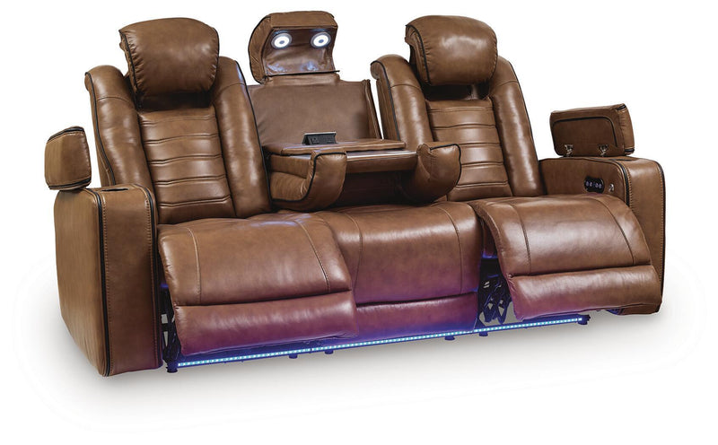 Gruaro - Power Reclining Sofa With Adjustable Headrest - Amber