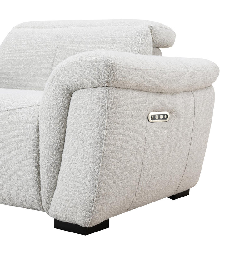 U15 - 6 Piece Beige Power Reclining Sectional With Power Headrest - White