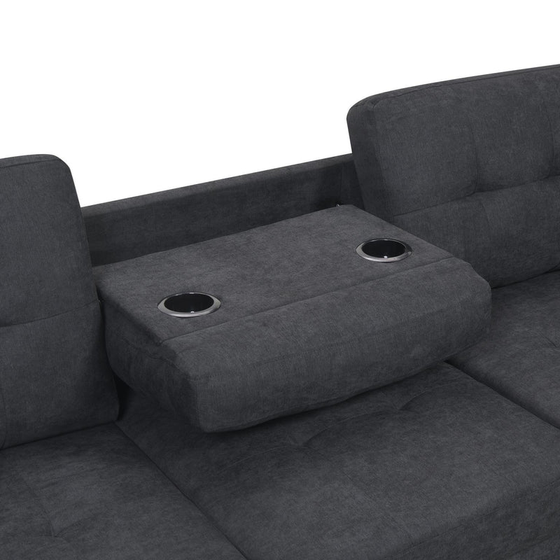 U349 - 2 Piece Fabric Sectional - Black