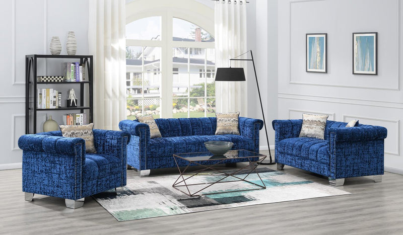 U230 - Dark Crushed Velvet Sofa - Blue