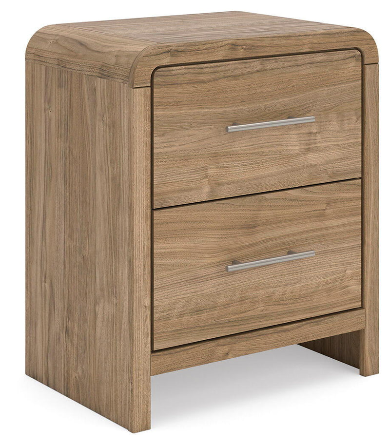 Gramburg - Two Drawer Night Stand - Warm Natural Brown