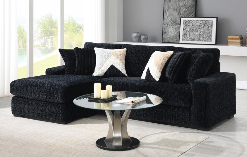 U281 - 6 Piece Setional With Right Chaise (1 LAF + 1 Wedge + 2 Armless Chair + 1 Console + 1 RAF Chaise) - Black
