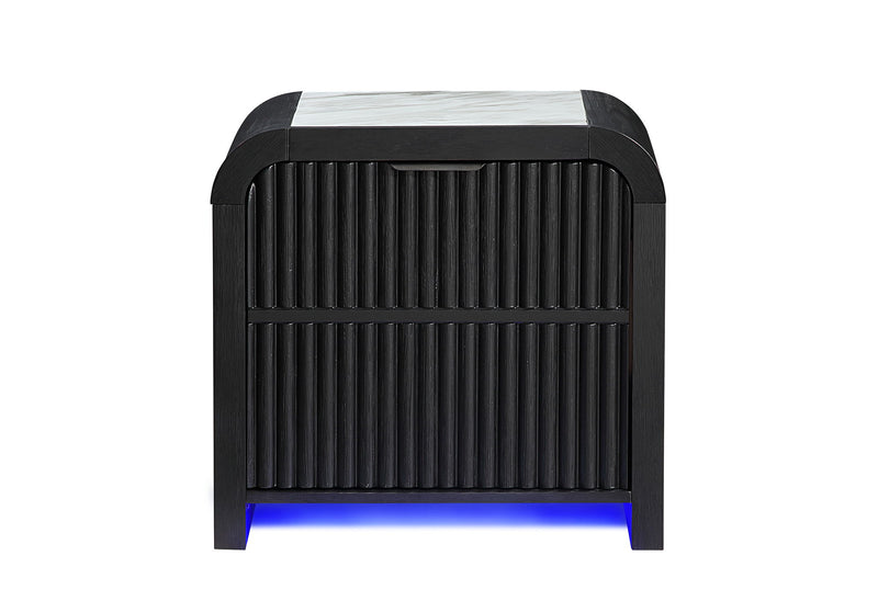Beckett - Nightstand With LED And Speaker - Black / White