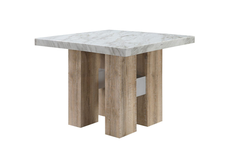 D04 - 5 Piece Dining Room Set (Bar Table And 4 Bar Stools) - Natural / Silver
